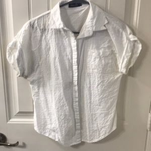 Amaryllis roll tab white button down top